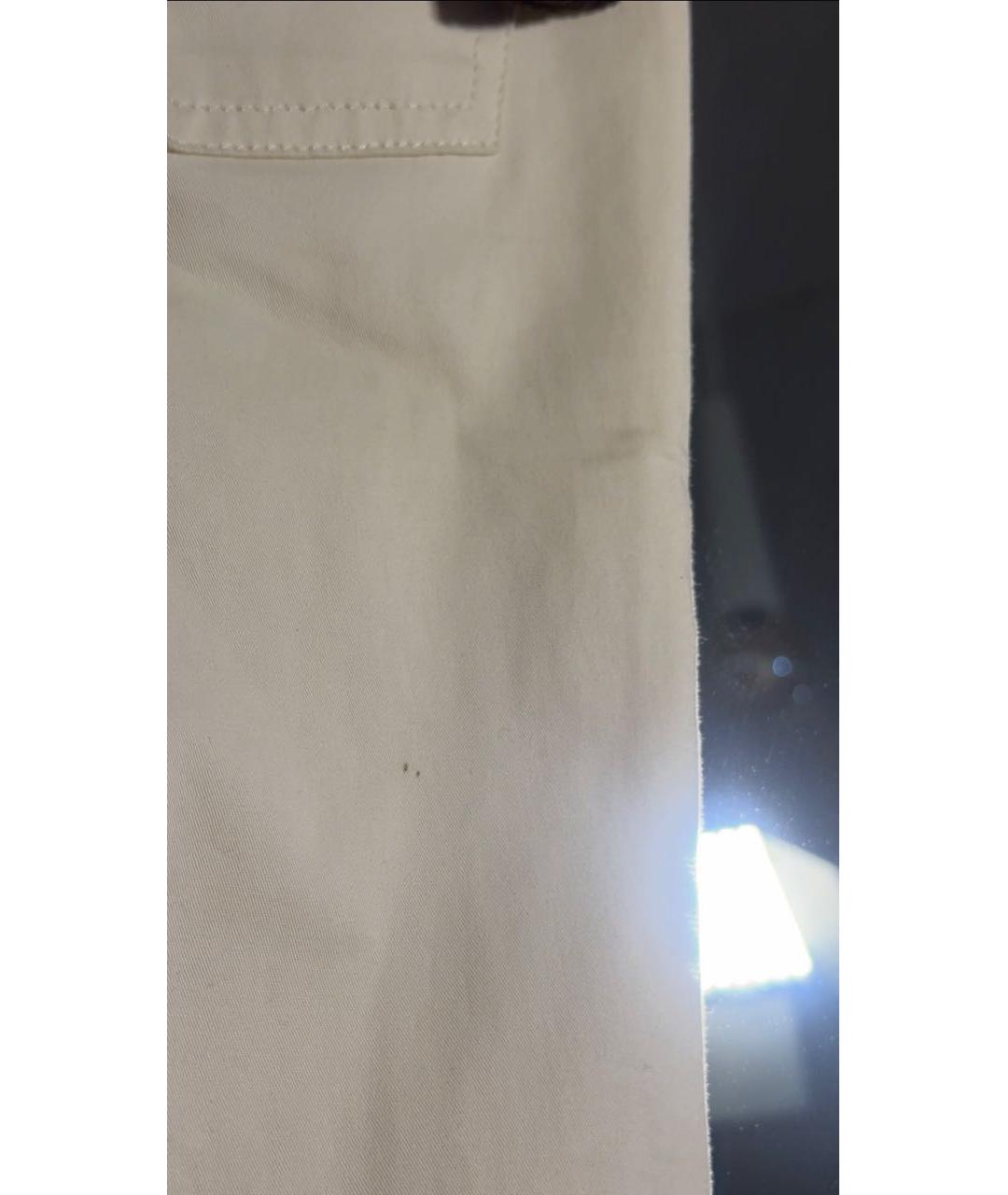 ROBERTO CAVALLI Белые хлопко-эластановые прямые брюки, фото 5