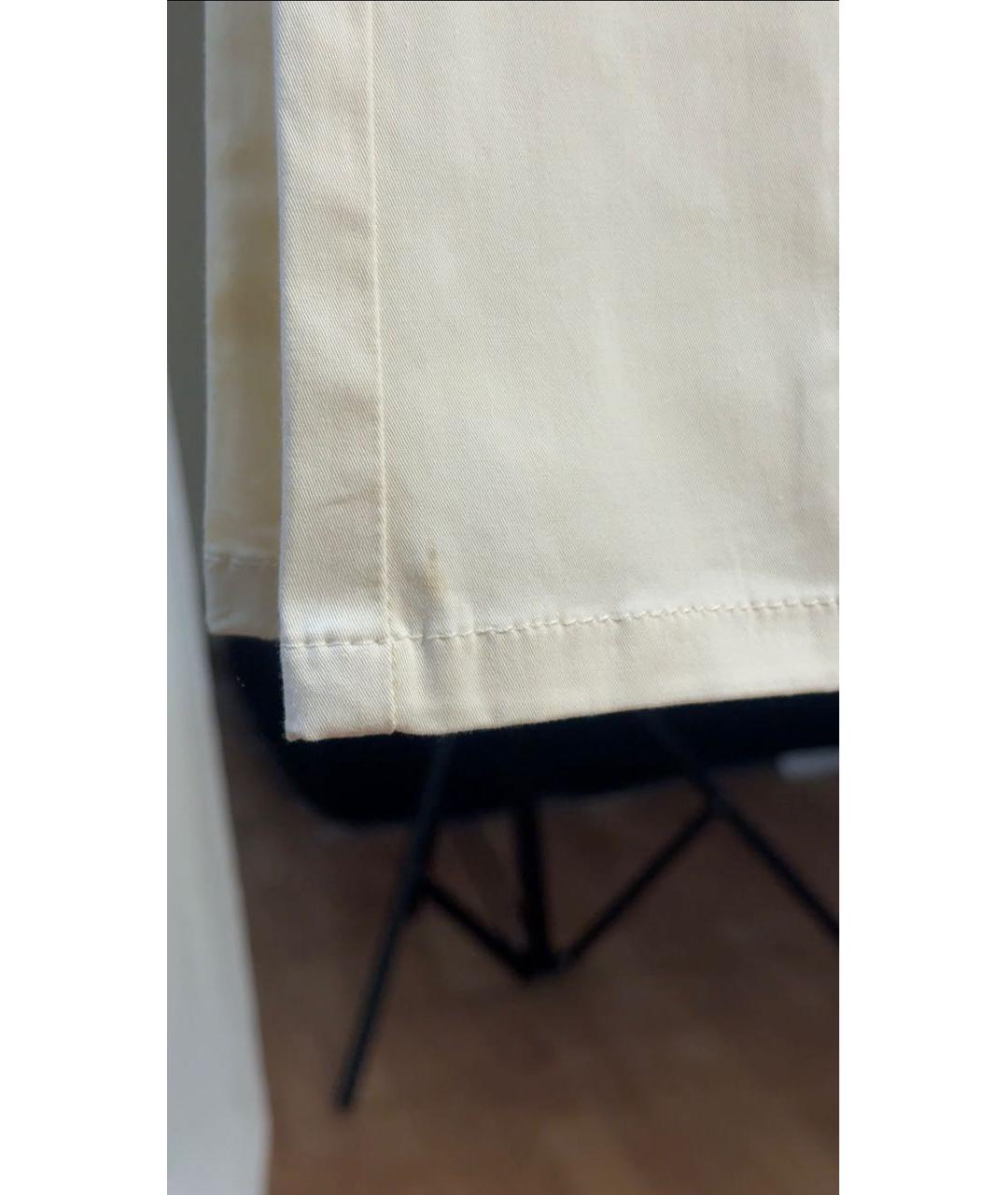 ROBERTO CAVALLI Белые хлопко-эластановые прямые брюки, фото 6