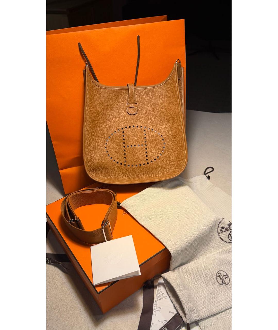 HERMES Коричневая кожаная сумка через плечо, фото 3