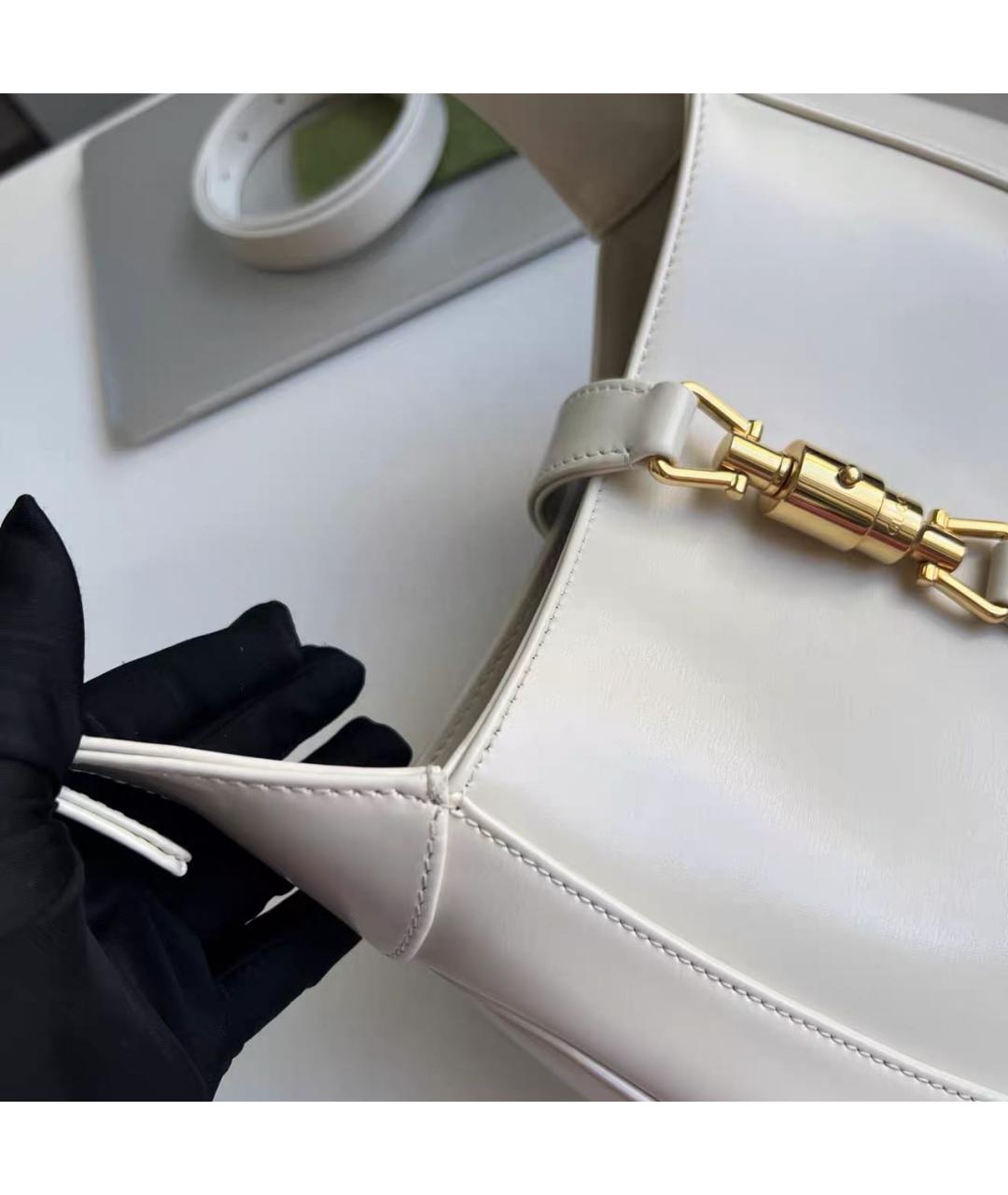 GUCCI Белая кожаная сумка с короткими ручками, фото 7
