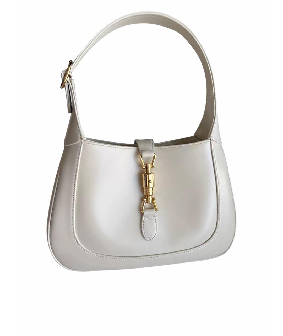 GUCCI Белая кожаная сумка с короткими ручками, фото 1