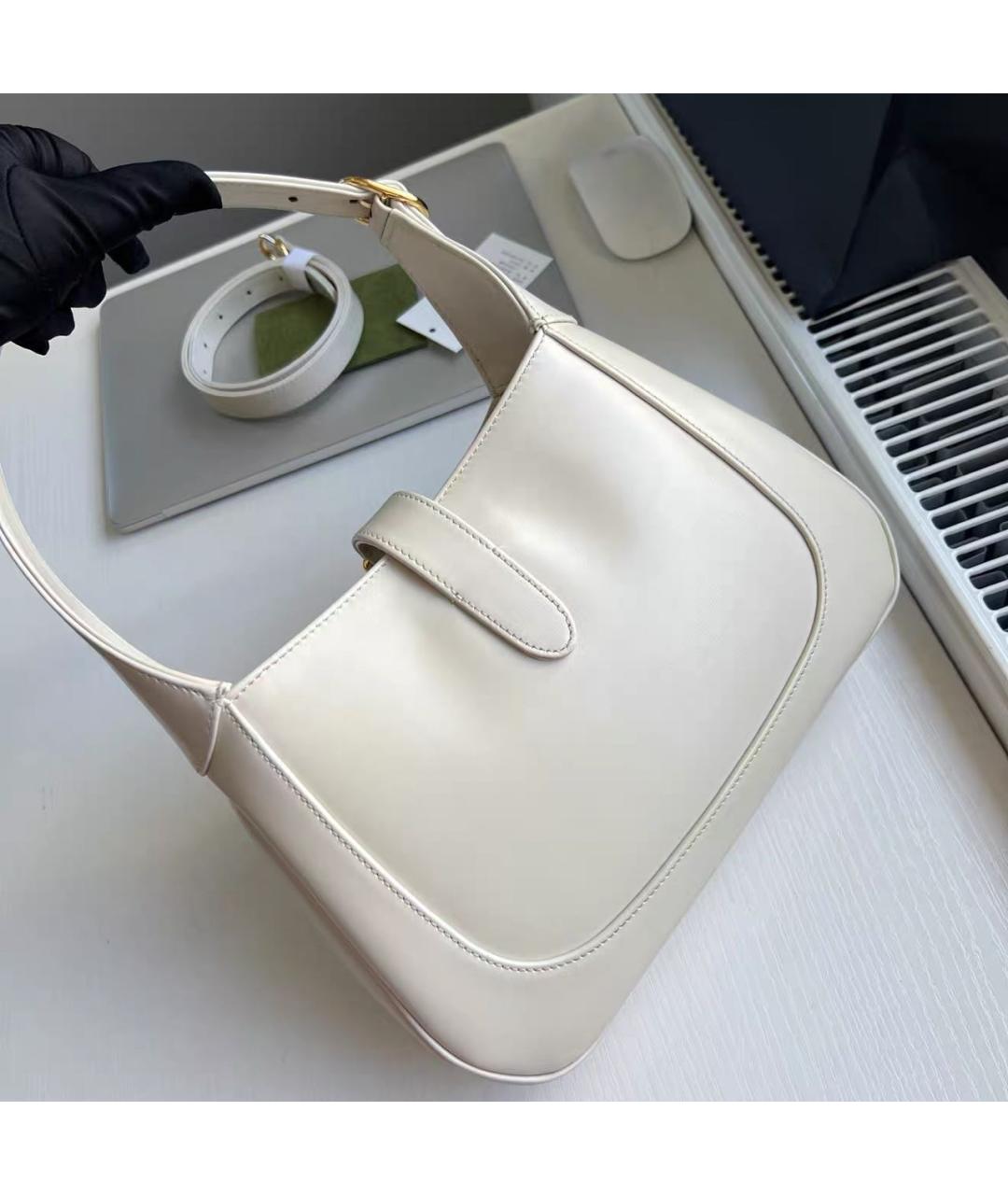 GUCCI Белая кожаная сумка с короткими ручками, фото 2
