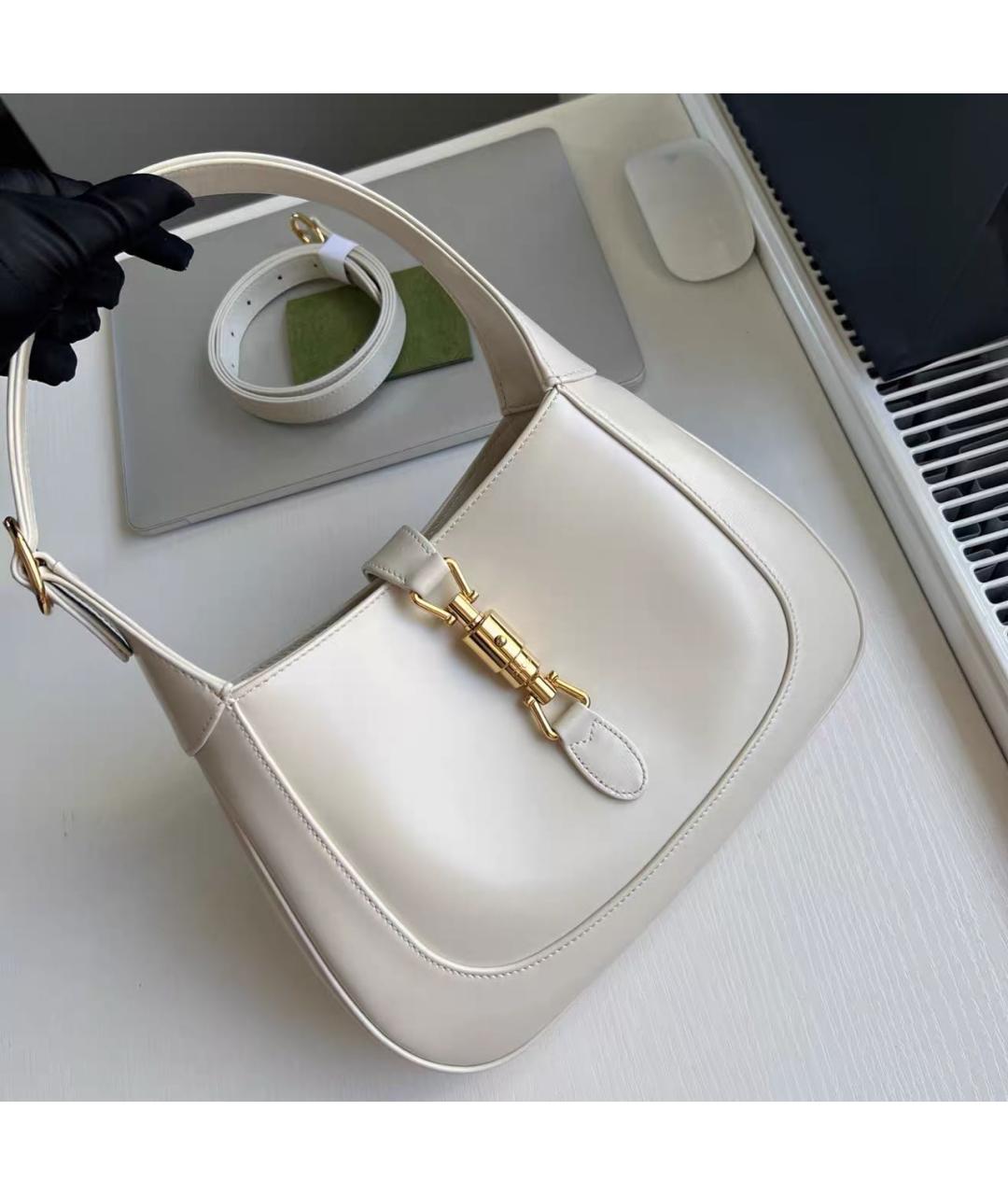 GUCCI Белая кожаная сумка с короткими ручками, фото 9