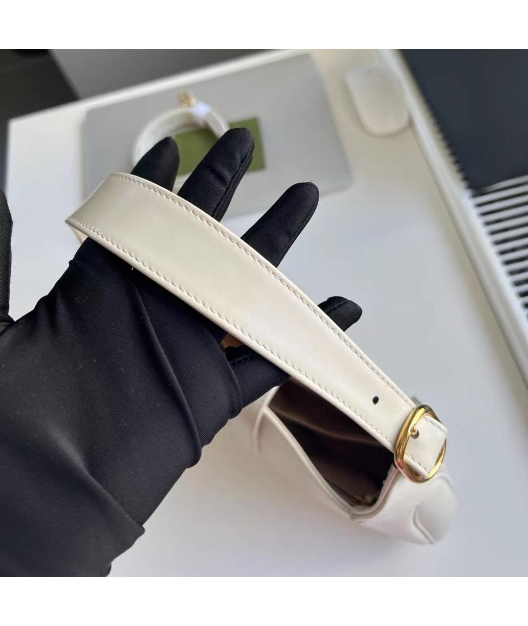 GUCCI Белая кожаная сумка с короткими ручками, фото 4