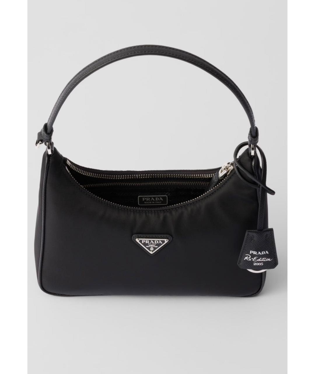 PRADA Черная тканевая сумка с короткими ручками, фото 4