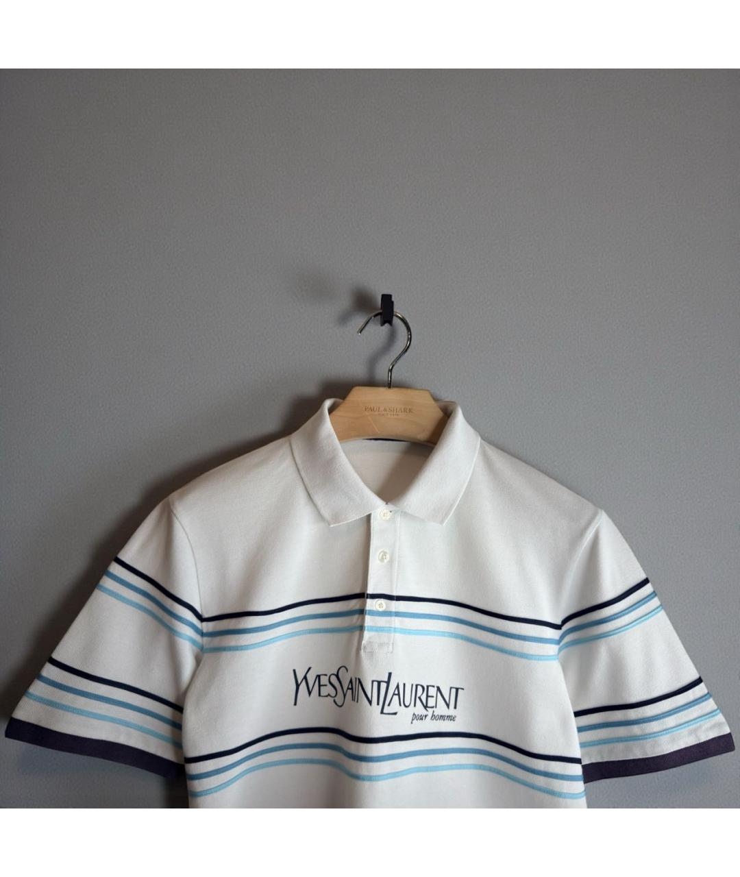 SAINT LAURENT Белое хлопковое поло с коротким рукавом, фото 2