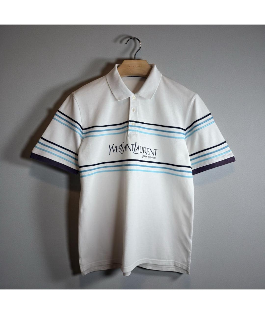 SAINT LAURENT Белое хлопковое поло с коротким рукавом, фото 9