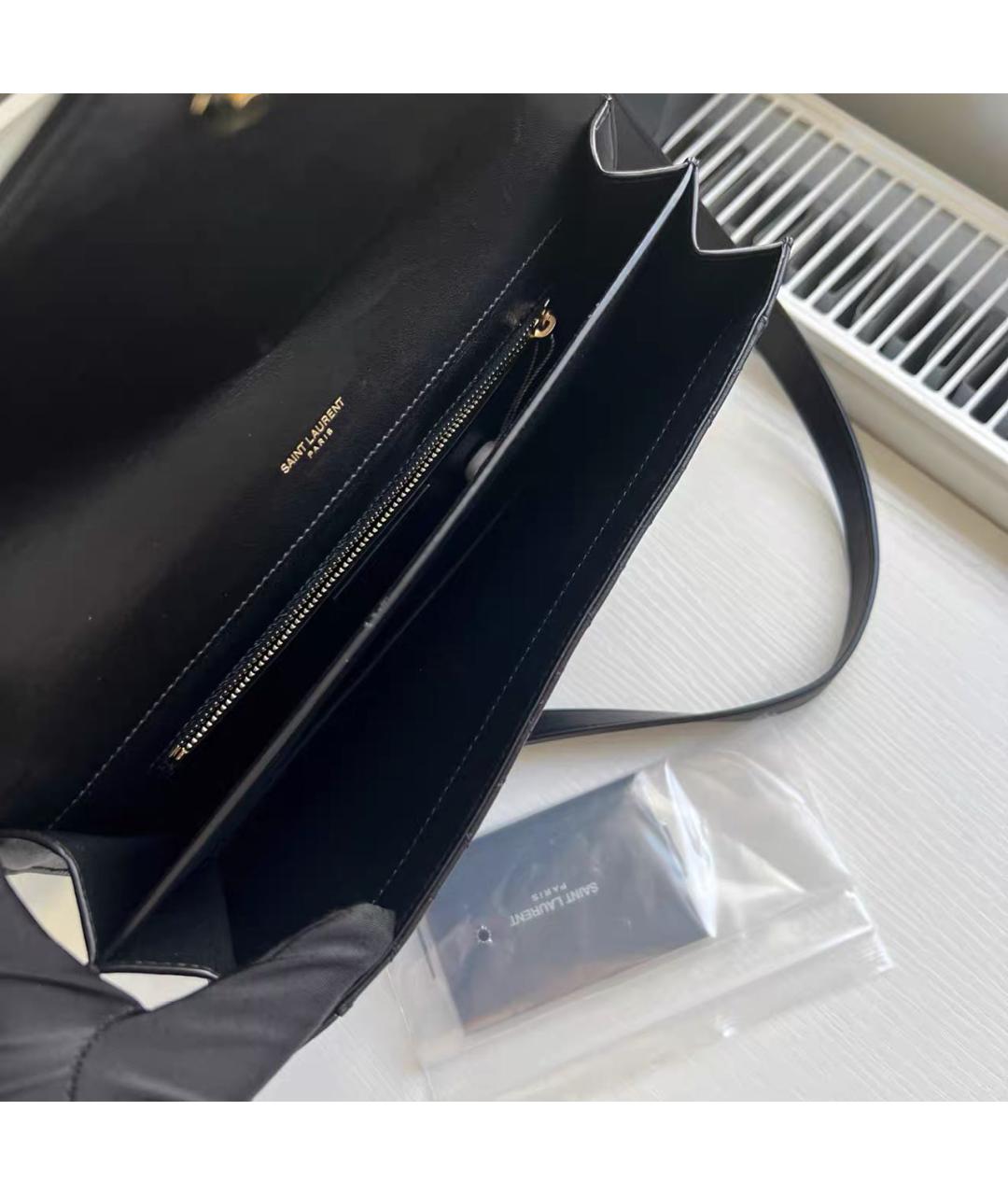 SAINT LAURENT Черная кожаная сумка через плечо, фото 8
