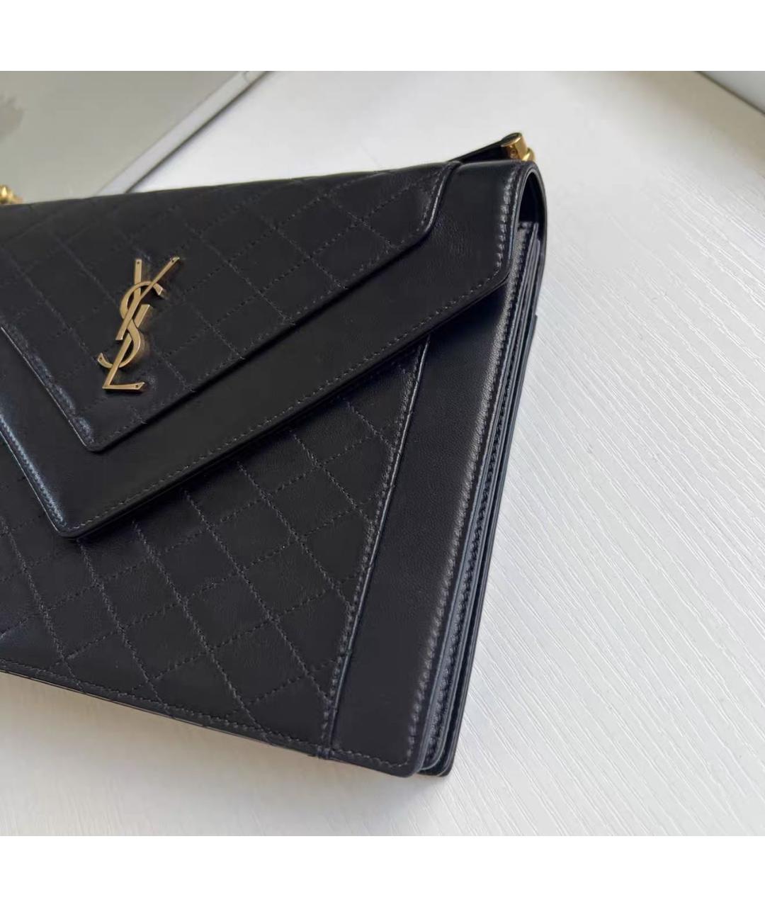 SAINT LAURENT Черная кожаная сумка через плечо, фото 6