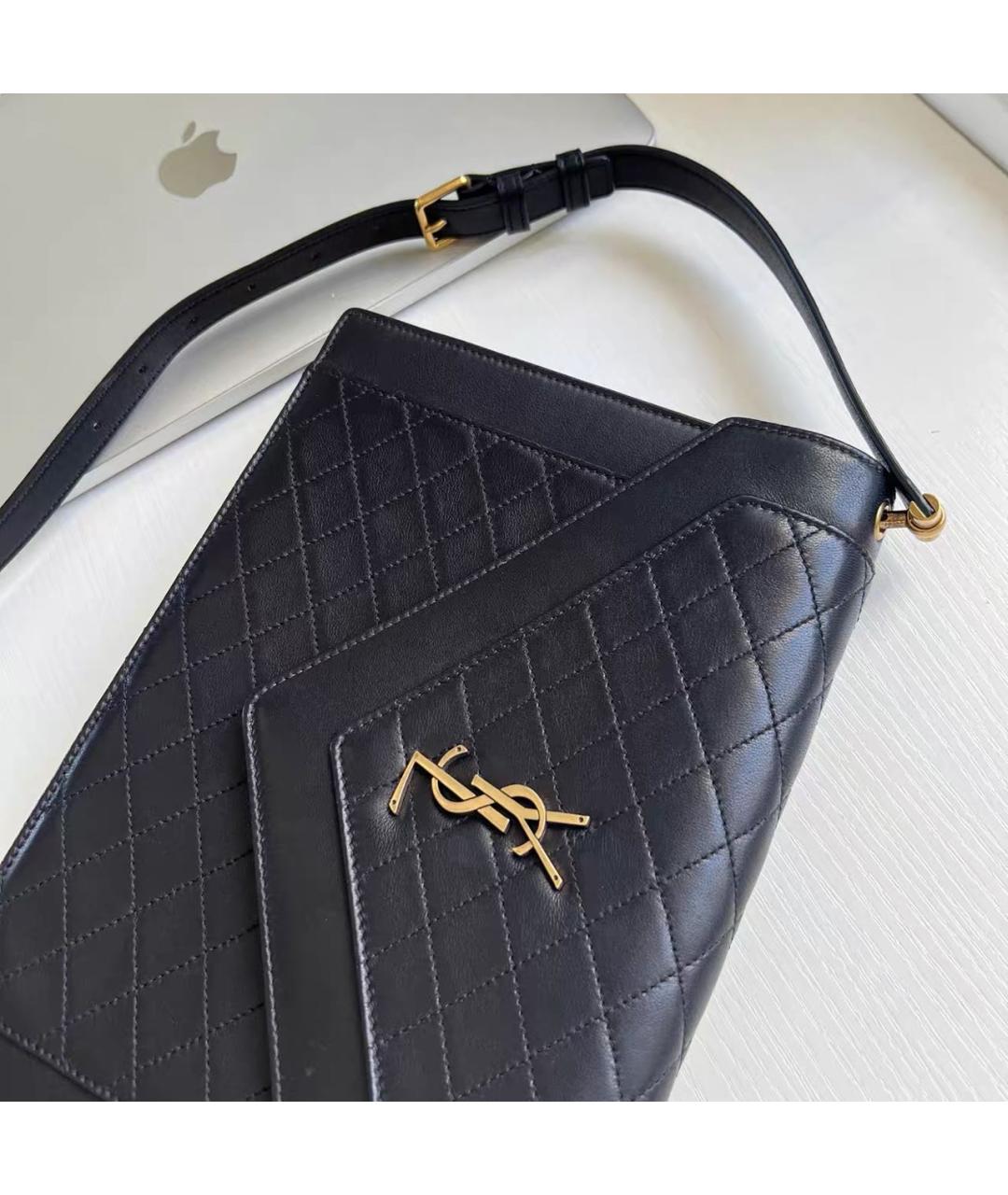 SAINT LAURENT Черная кожаная сумка через плечо, фото 5