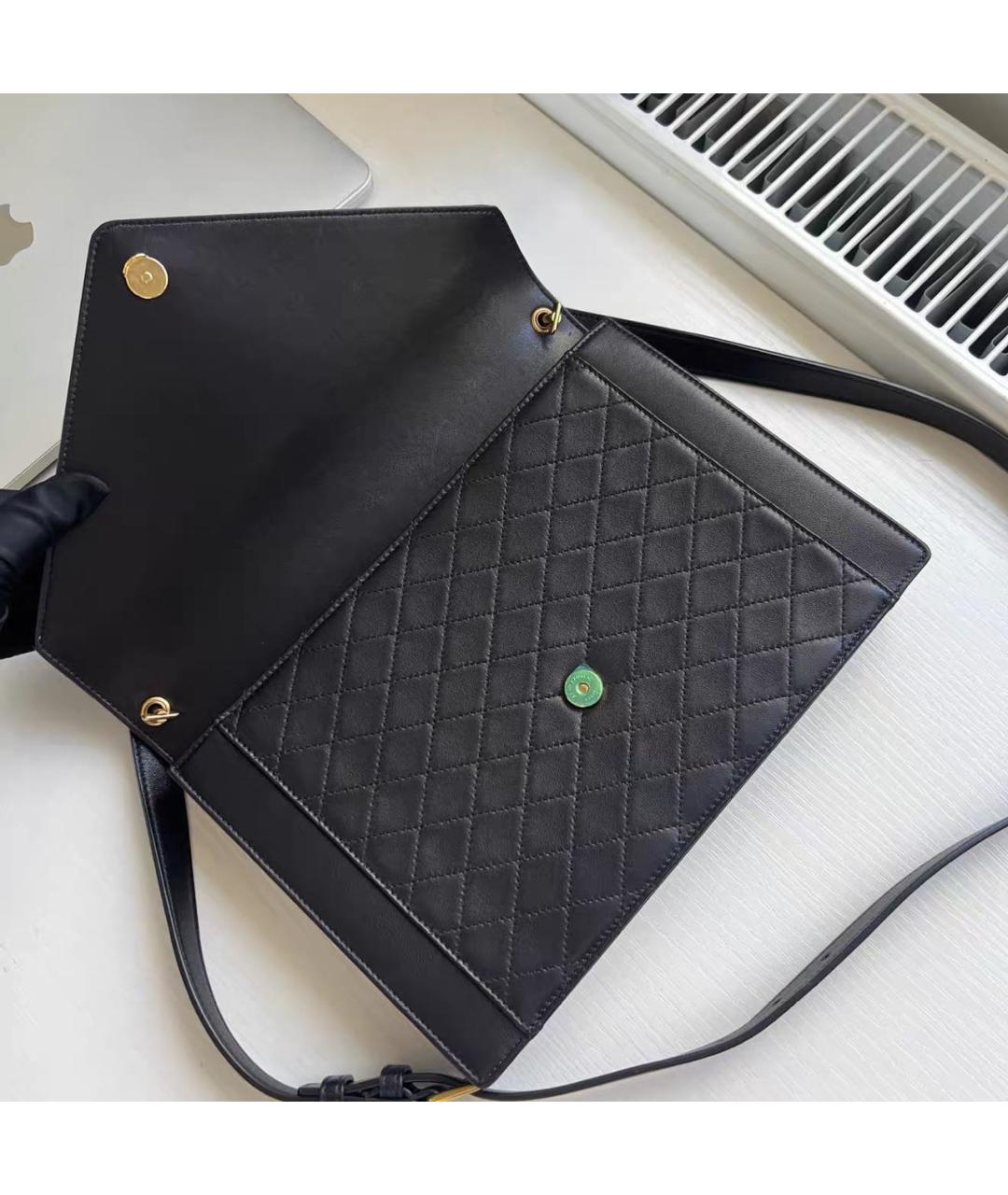 SAINT LAURENT Черная кожаная сумка через плечо, фото 7