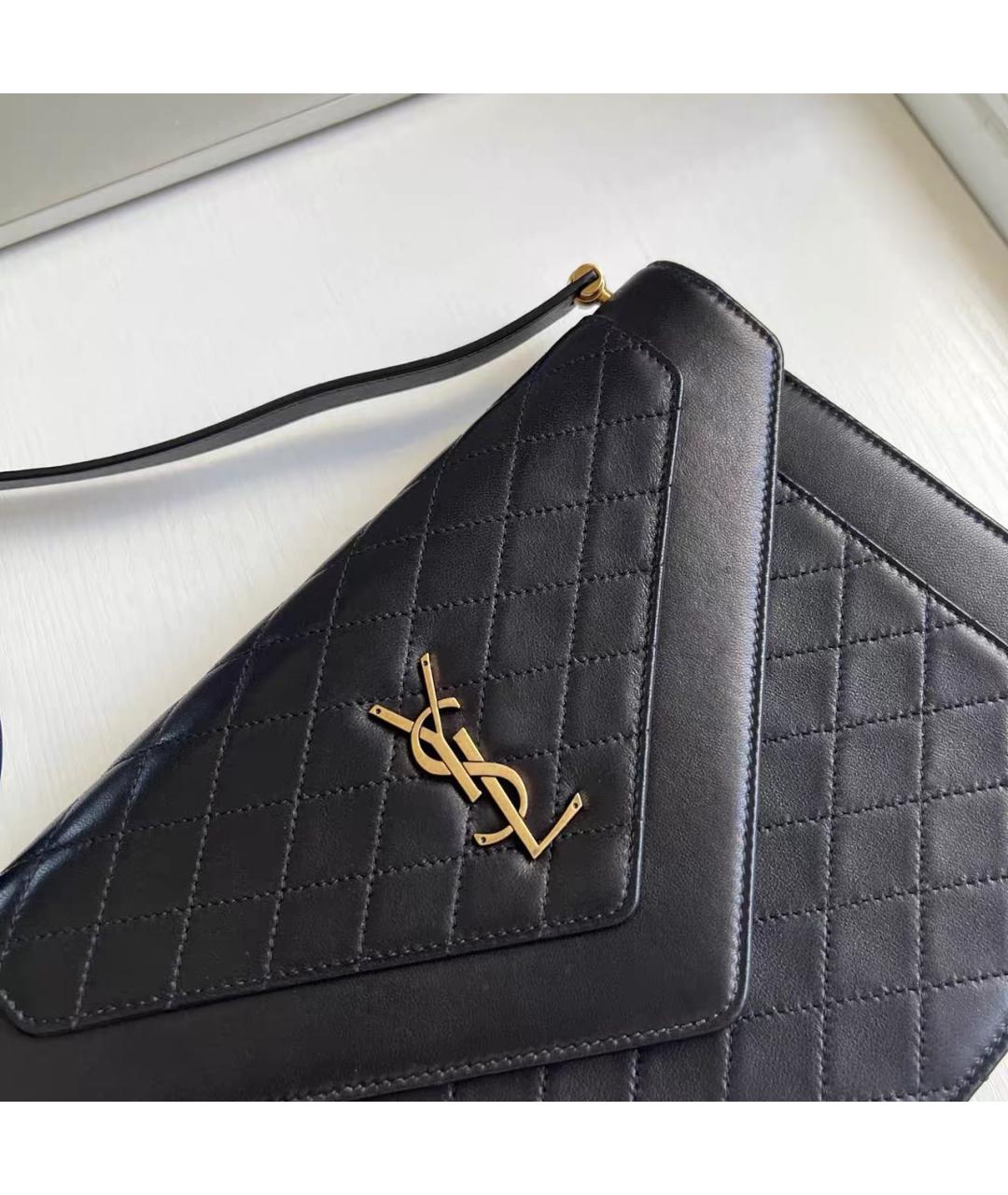 SAINT LAURENT Черная кожаная сумка через плечо, фото 3