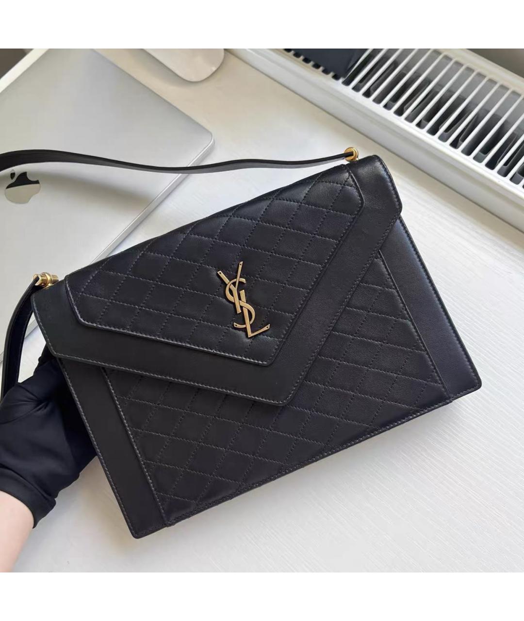 SAINT LAURENT Черная кожаная сумка через плечо, фото 9
