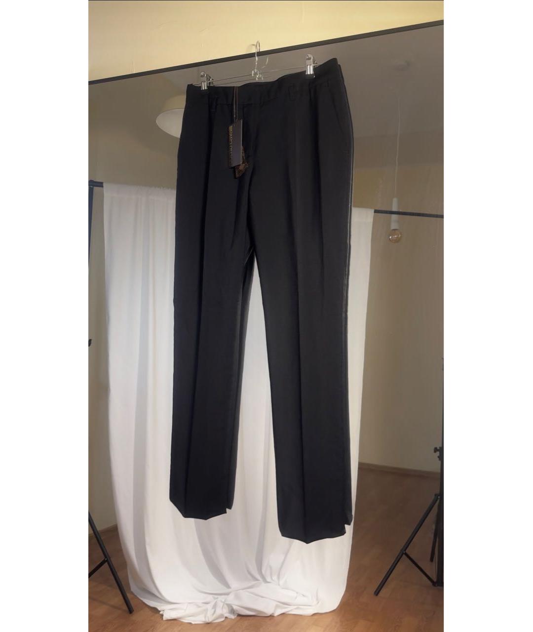 ROBERTO CAVALLI Антрацитовые шерстяные прямые брюки, фото 8