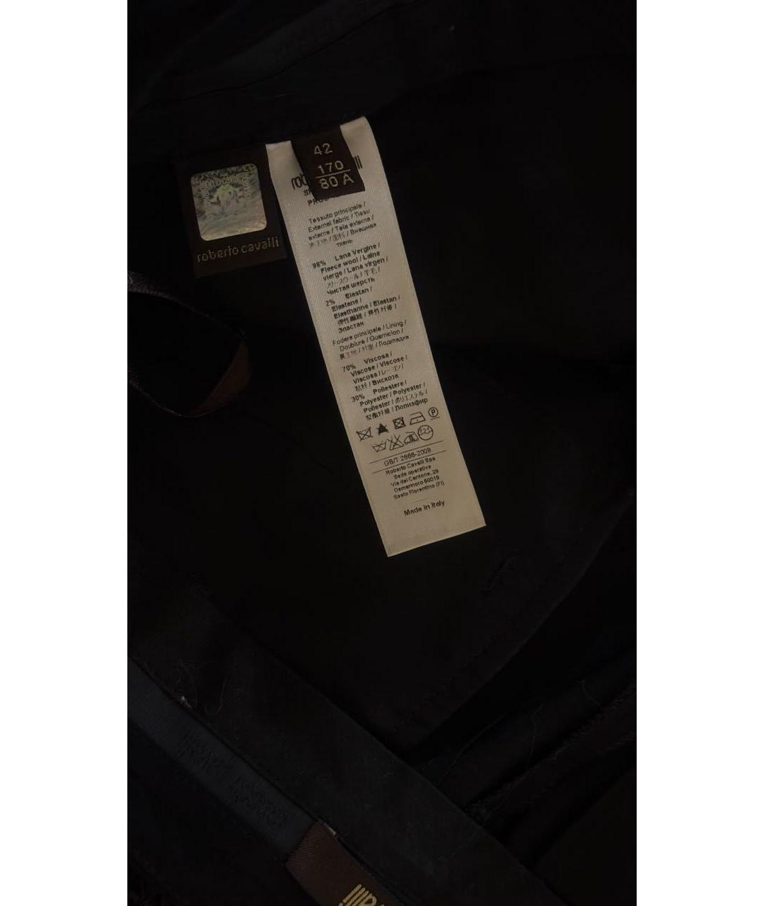 ROBERTO CAVALLI Антрацитовые шерстяные прямые брюки, фото 3