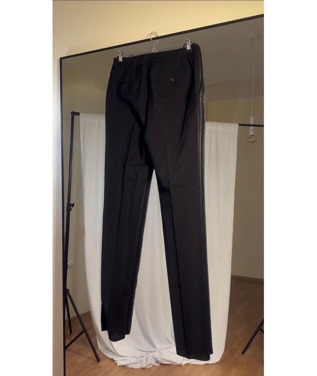 ROBERTO CAVALLI Антрацитовые шерстяные прямые брюки, фото 2