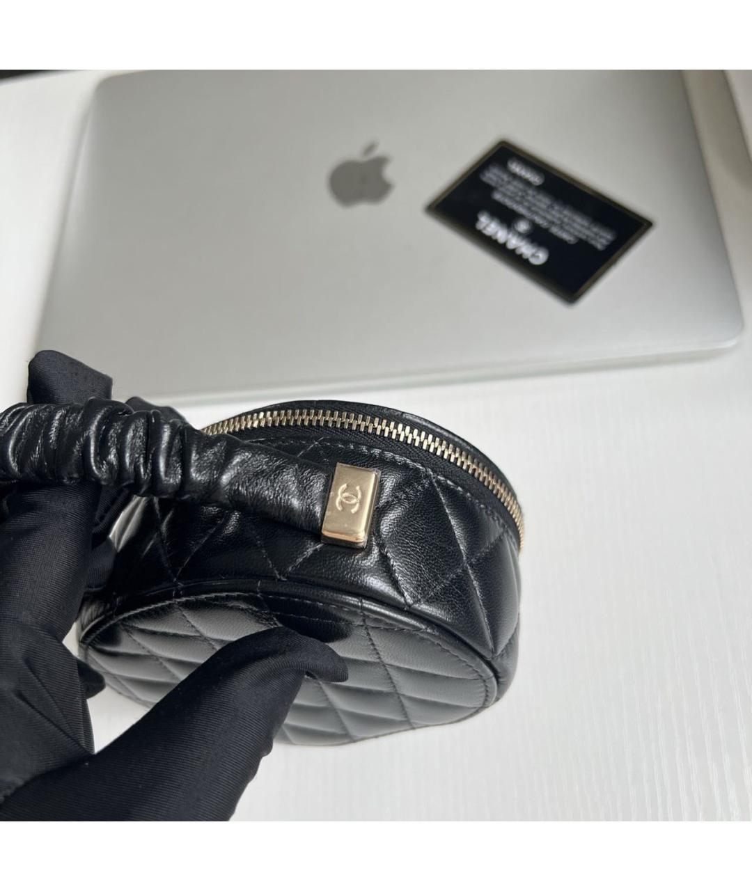 CHANEL Черная кожаная сумка с короткими ручками, фото 4
