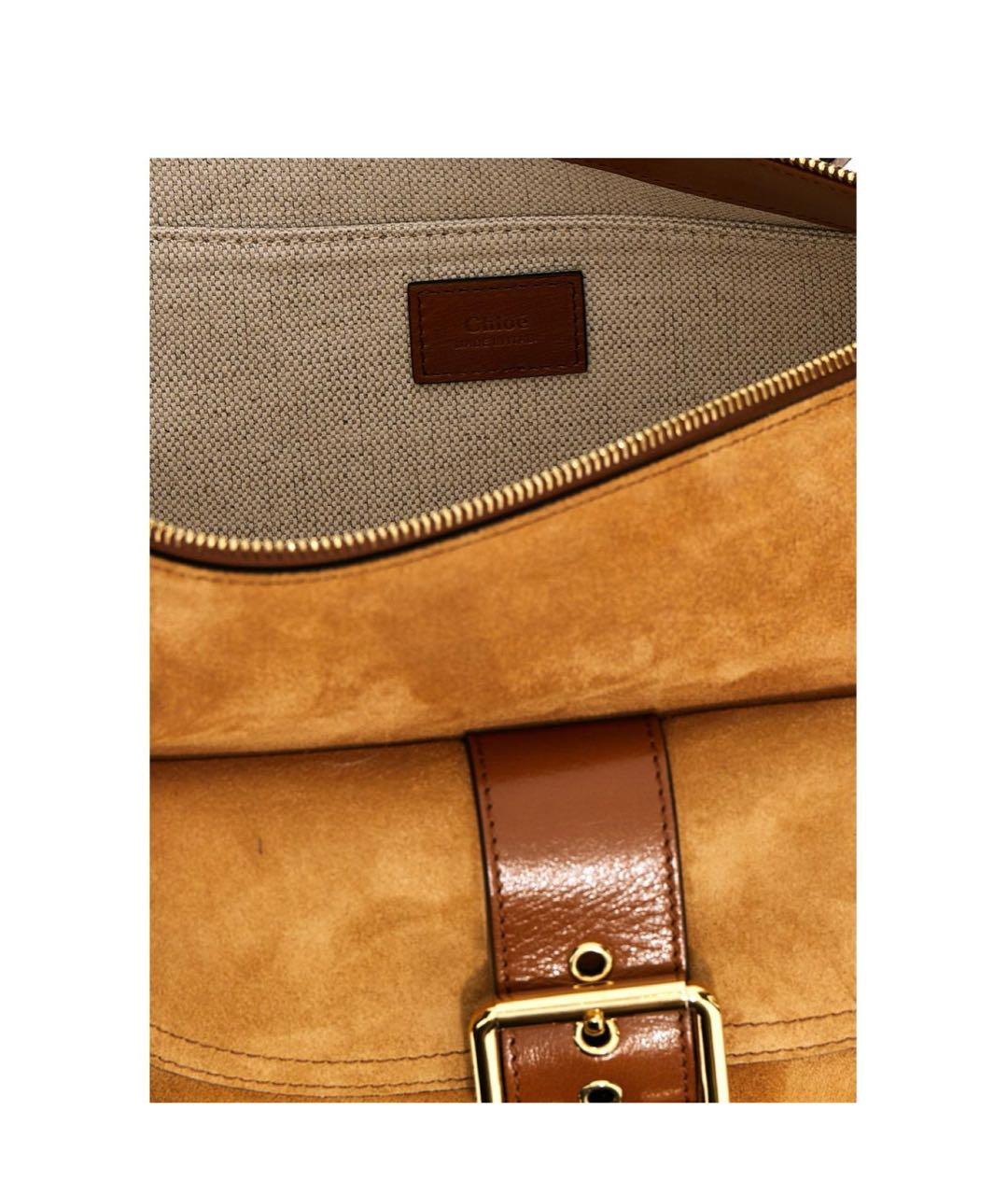 CHLOE Коричневая замшевая сумка с короткими ручками, фото 4