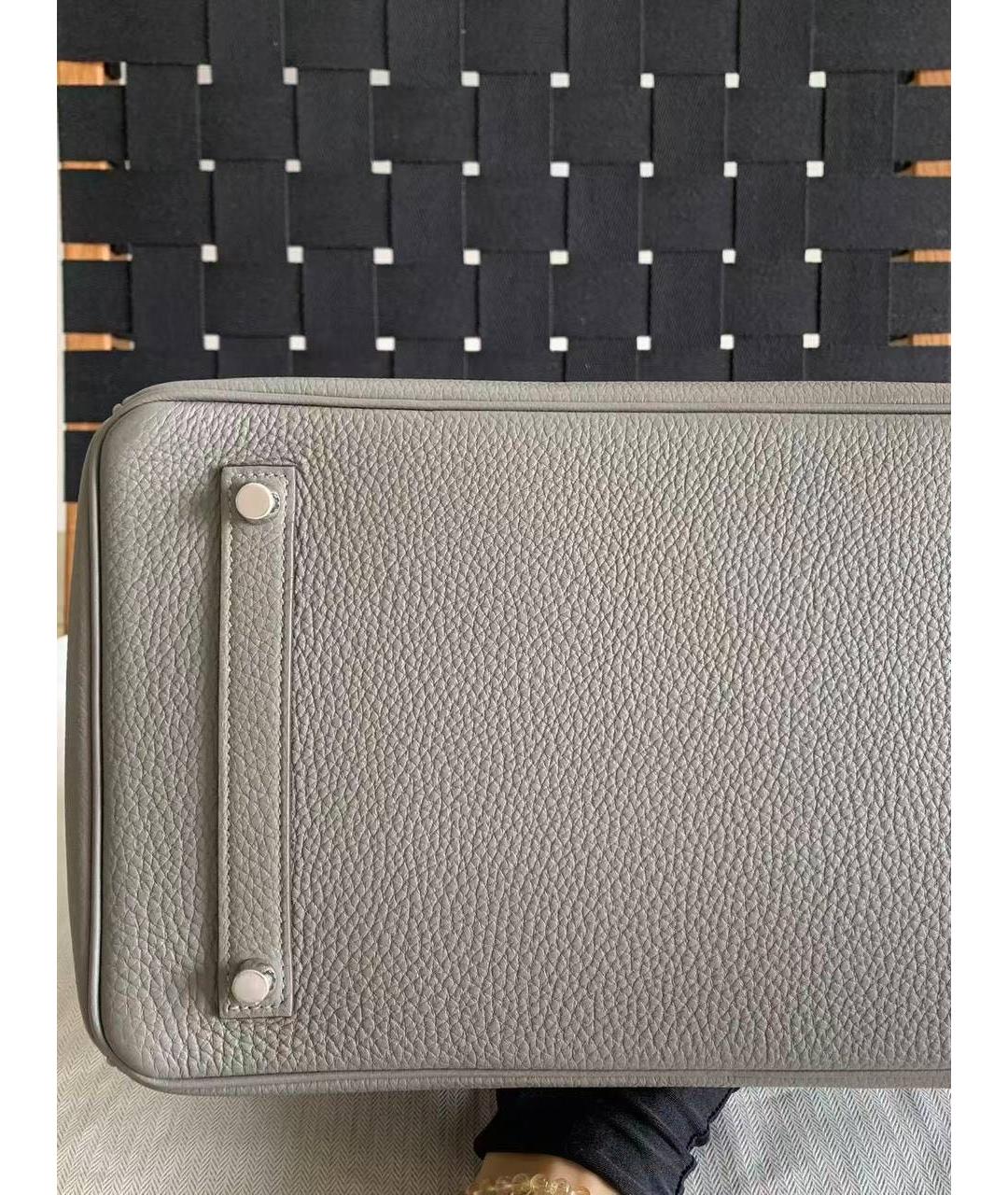 HERMES Серая кожаная сумка с короткими ручками, фото 4