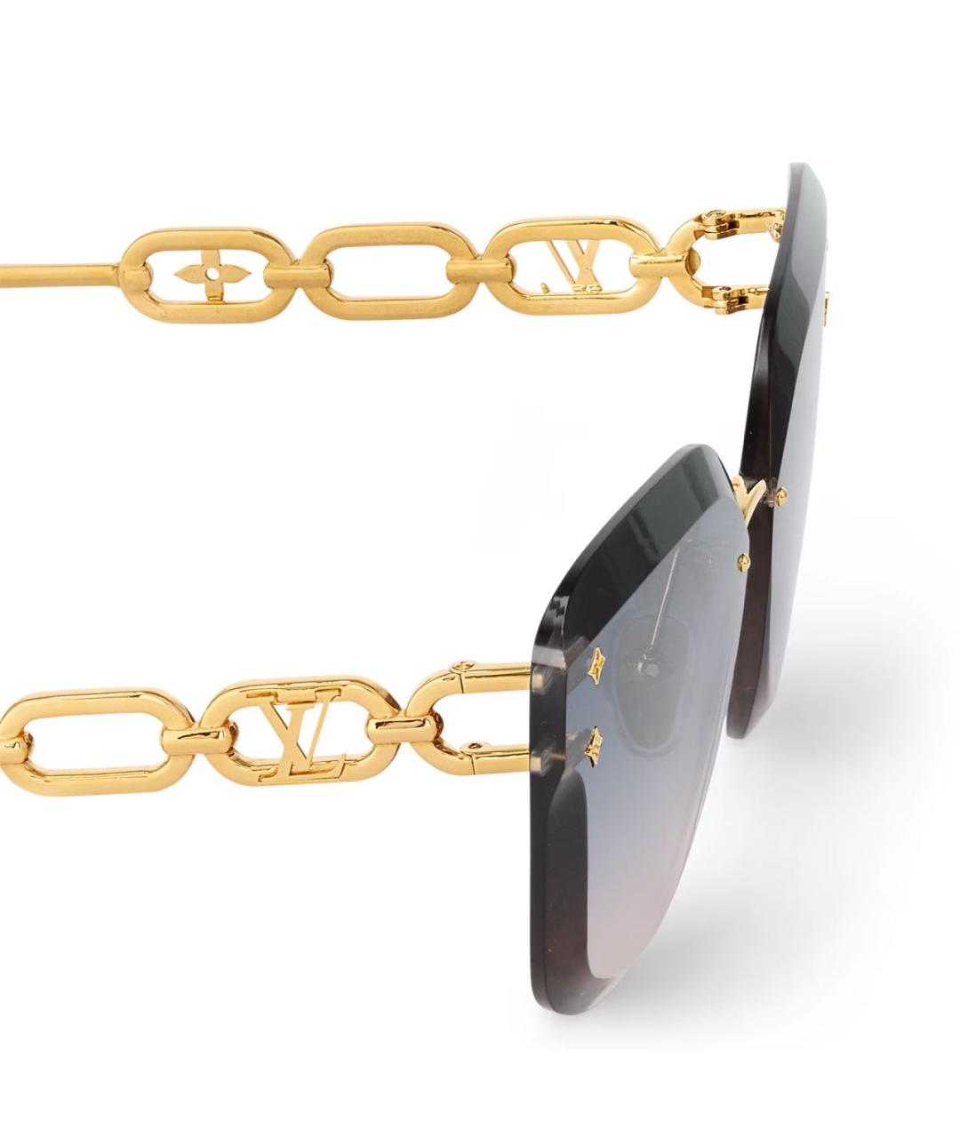 LOUIS VUITTON Золотые металлические солнцезащитные очки, фото 4