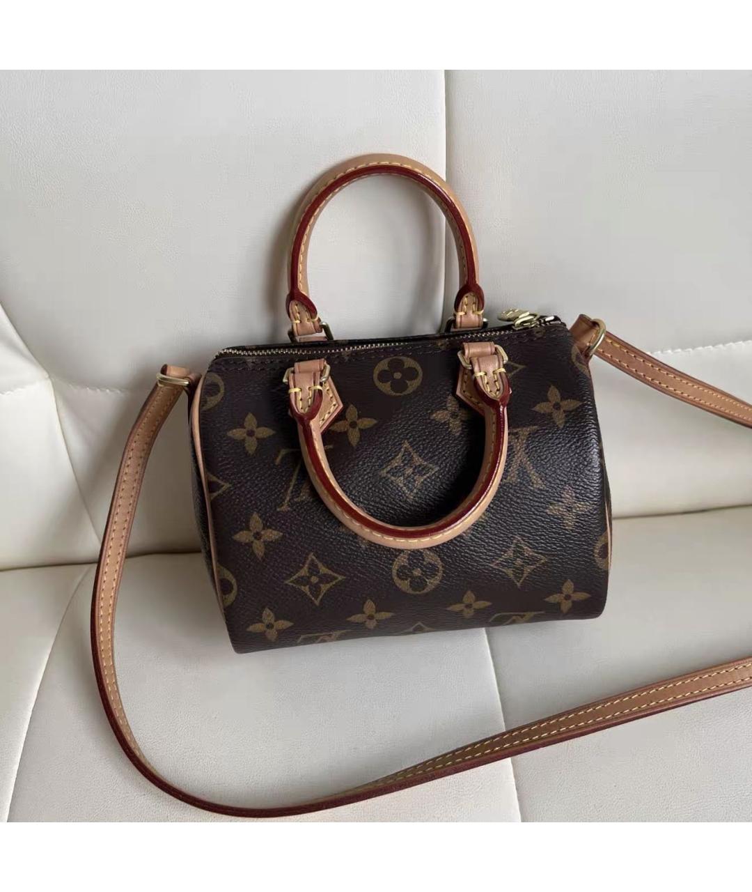 LOUIS VUITTON Коричневая кожаная сумка через плечо, фото 9