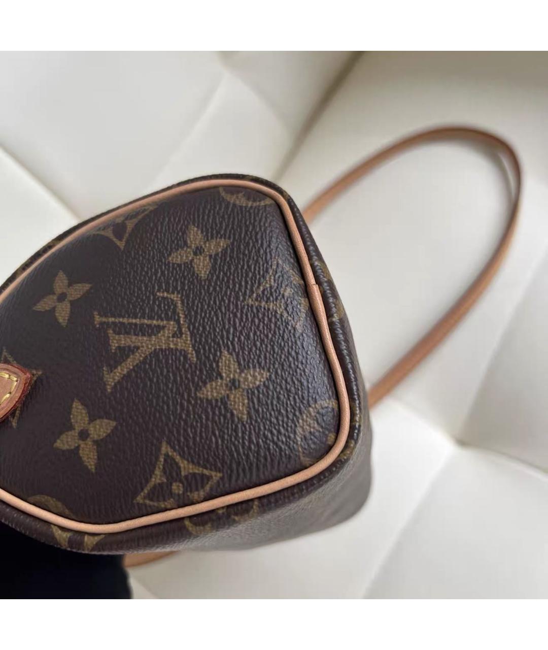 LOUIS VUITTON Коричневая кожаная сумка через плечо, фото 7