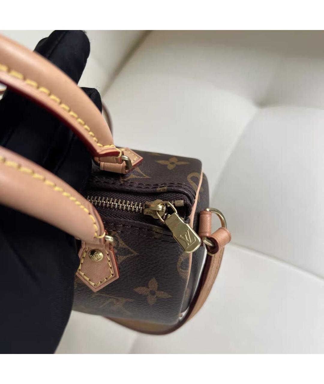 LOUIS VUITTON Коричневая кожаная сумка через плечо, фото 6