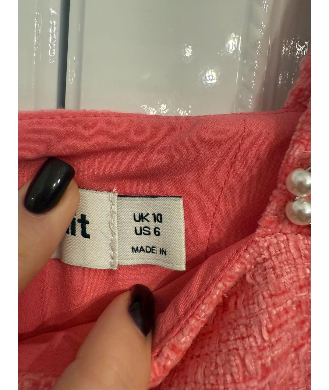 SELF-PORTRAIT Розовое твидовое коктейльное платье, фото 4