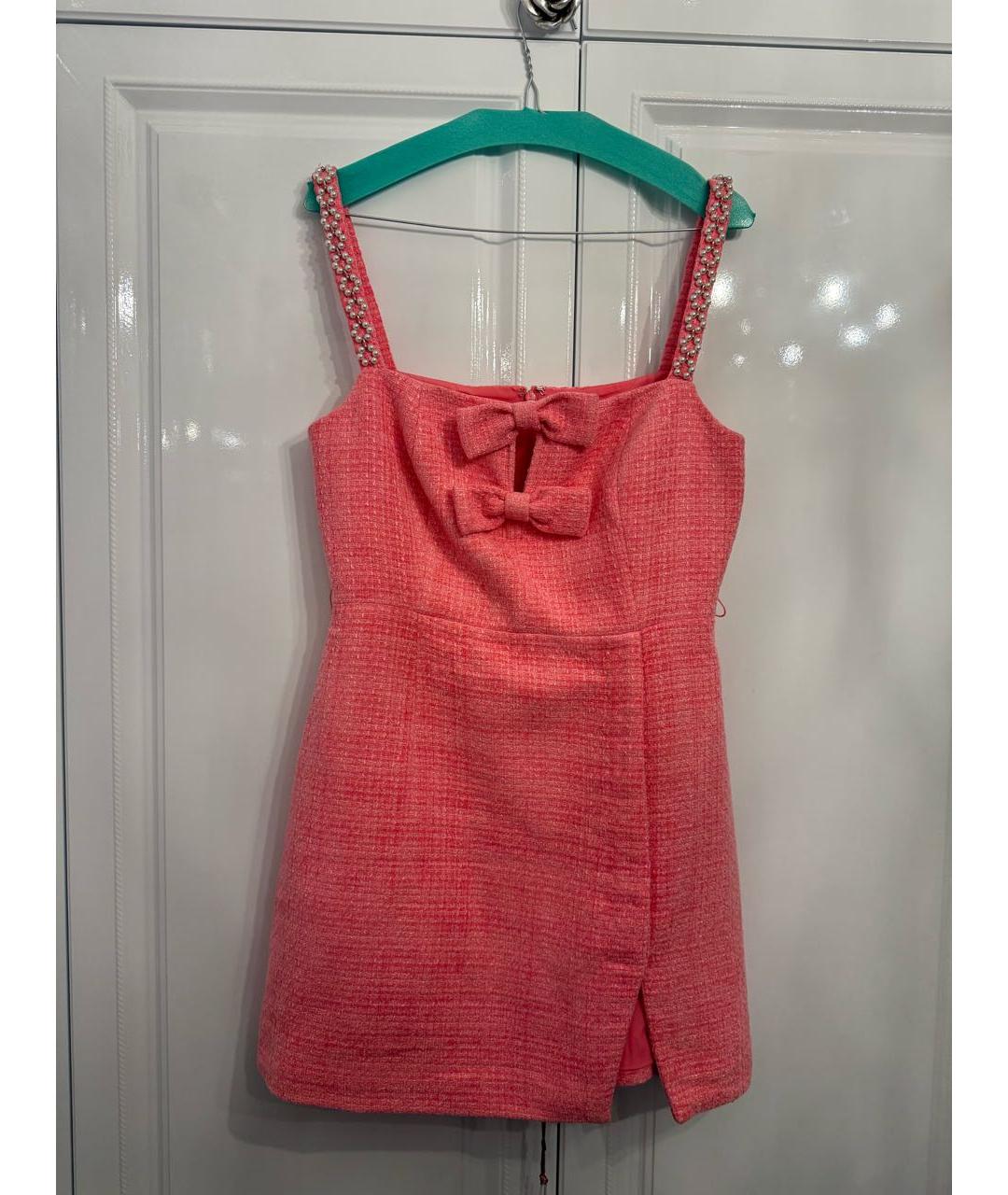 SELF-PORTRAIT Розовое твидовое коктейльное платье, фото 6