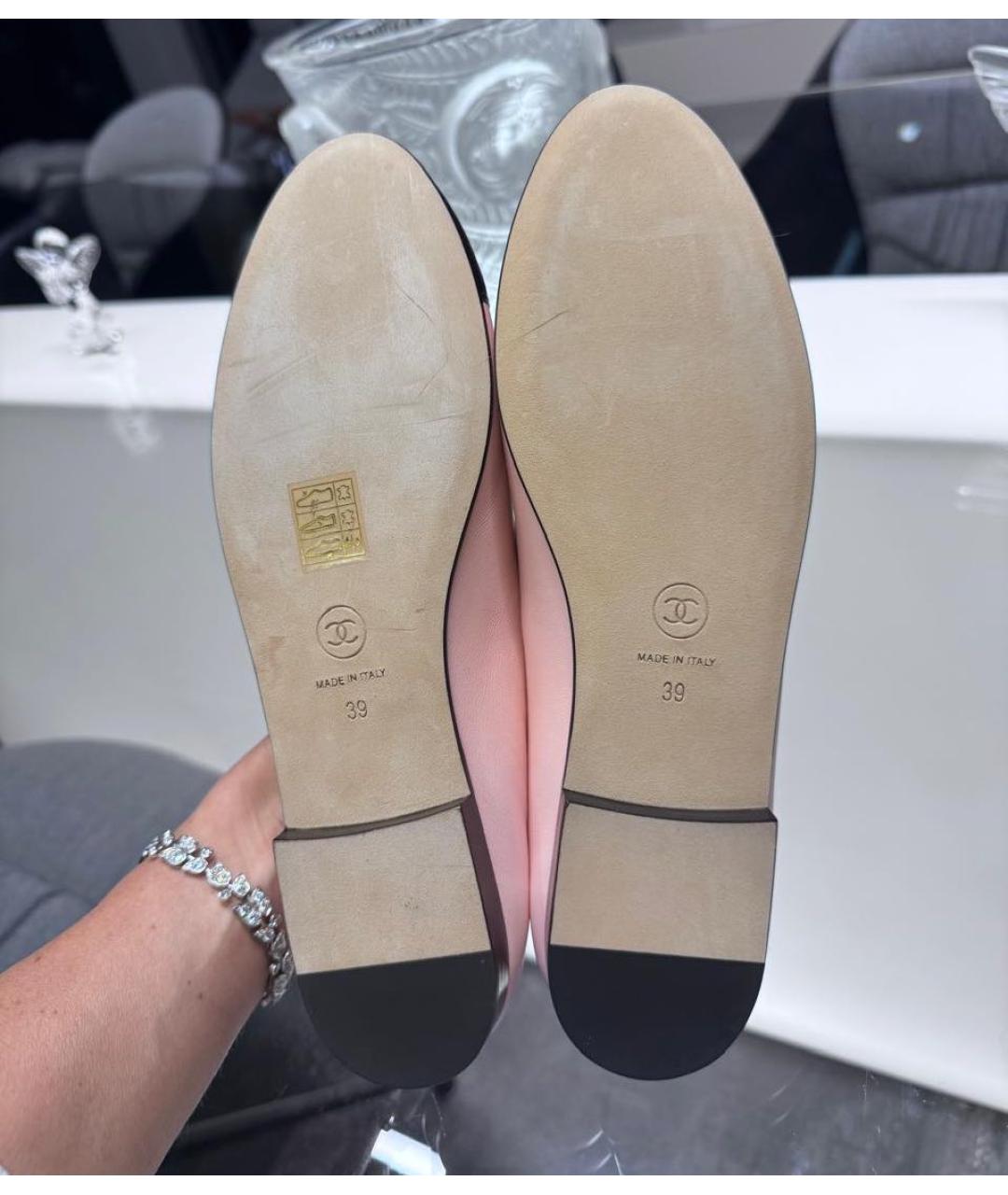 CHANEL Розовые кожаные балетки, фото 4