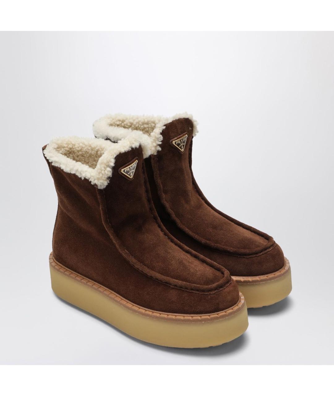 PRADA Коричневые замшевые ботинки, фото 2