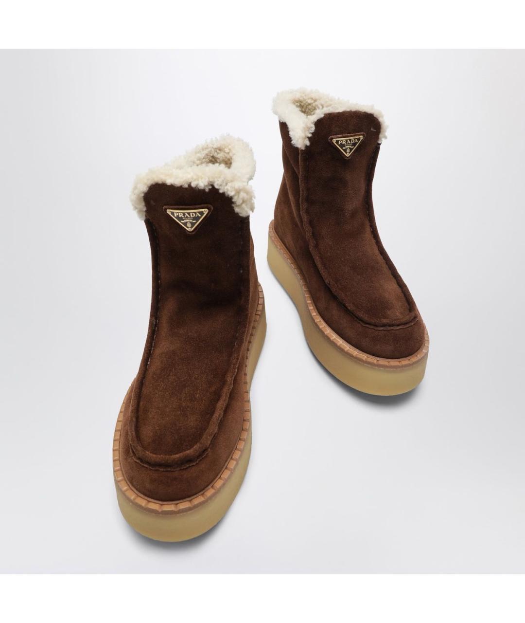 PRADA Коричневые замшевые ботинки, фото 4