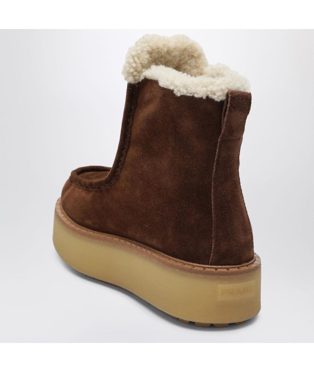 PRADA Коричневые замшевые ботинки, фото 3