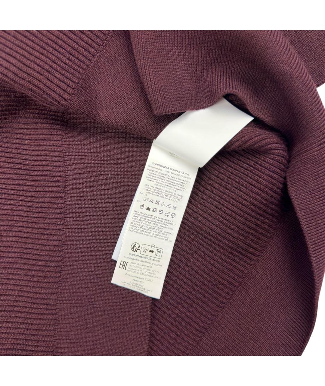 STONE ISLAND Бордовая шерстяная водолазка, фото 5