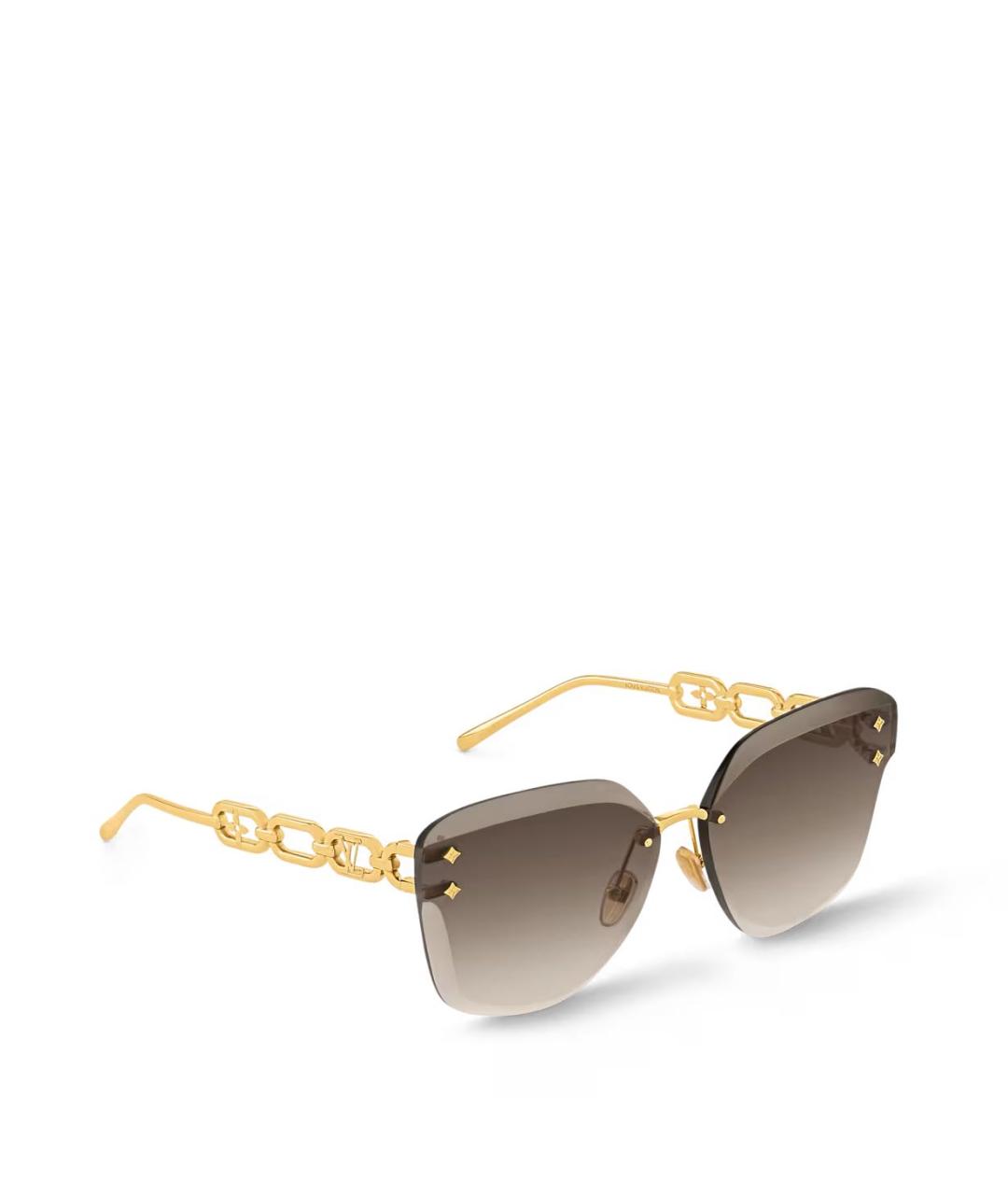 LOUIS VUITTON Золотые металлические солнцезащитные очки, фото 5