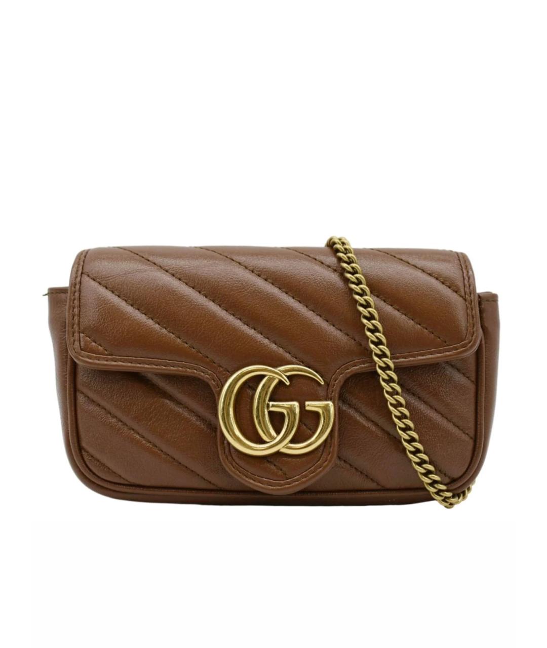 GUCCI Коричневая кожаная сумка через плечо, фото 1