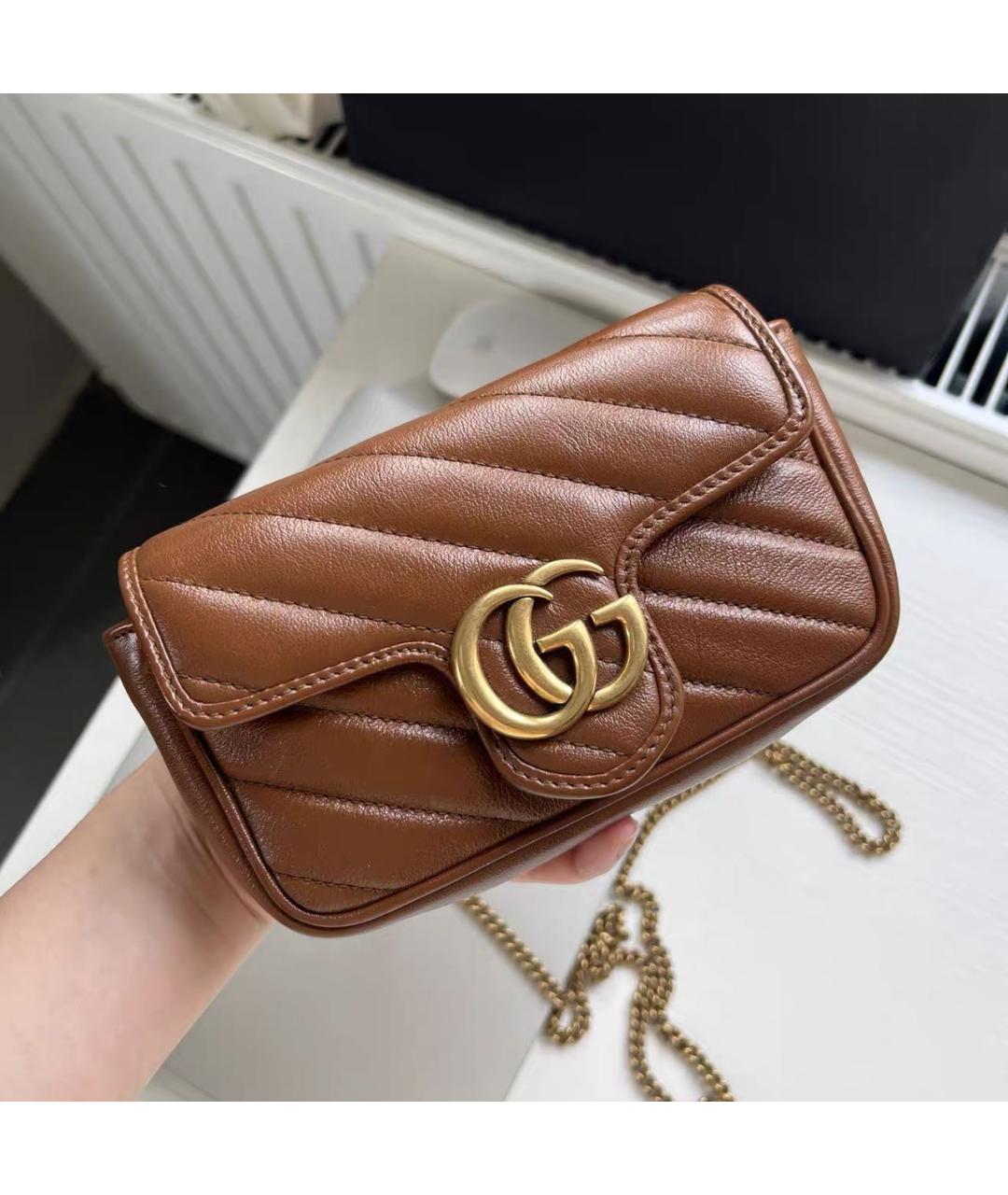 GUCCI Коричневая кожаная сумка через плечо, фото 9