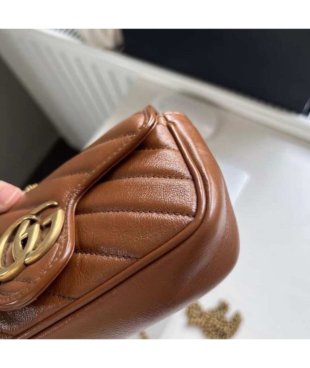 GUCCI Коричневая кожаная сумка через плечо, фото 7