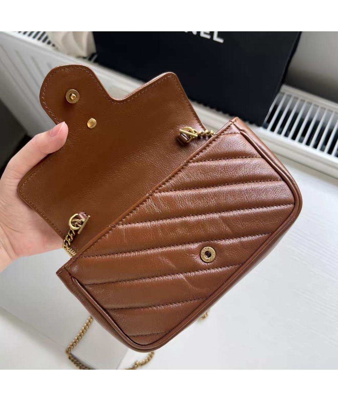 GUCCI Коричневая кожаная сумка через плечо, фото 8