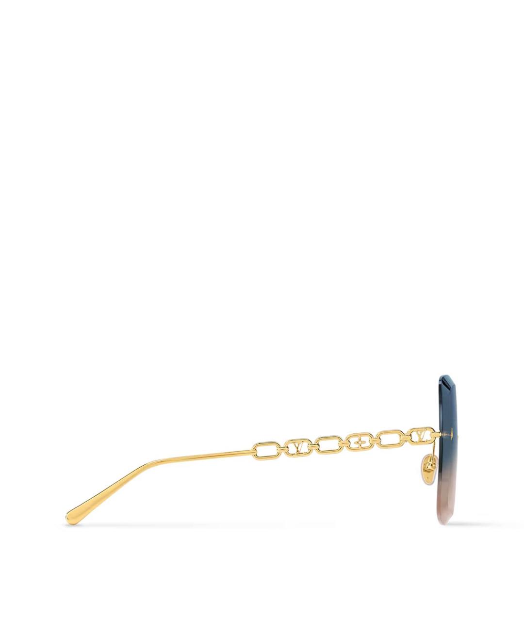 LOUIS VUITTON Золотые металлические солнцезащитные очки, фото 3