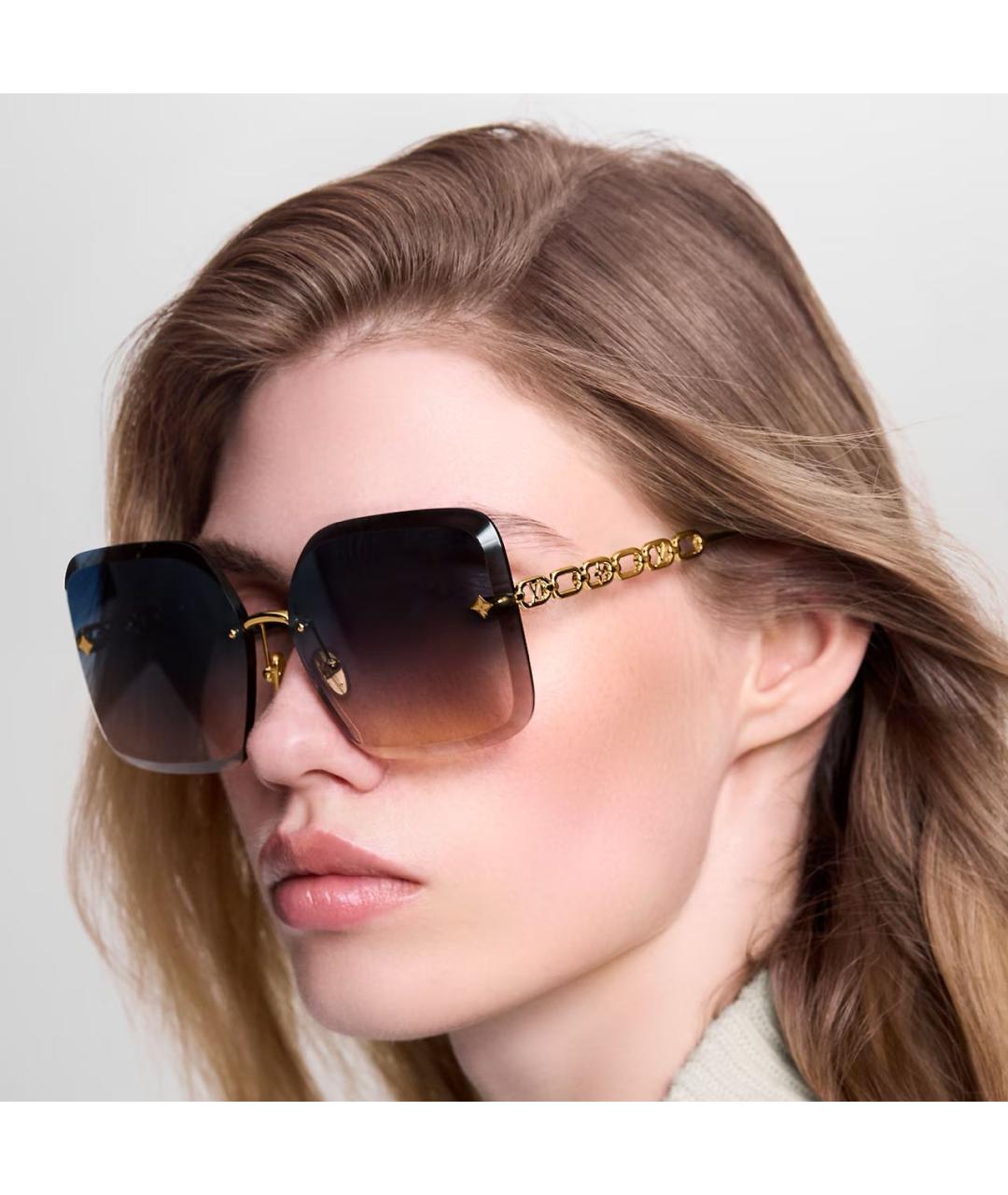 LOUIS VUITTON Золотые металлические солнцезащитные очки, фото 5