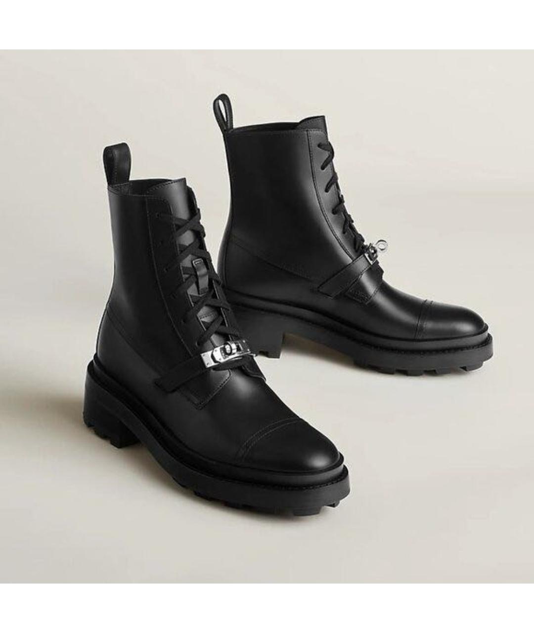 HERMES Черные кожаные ботинки, фото 3