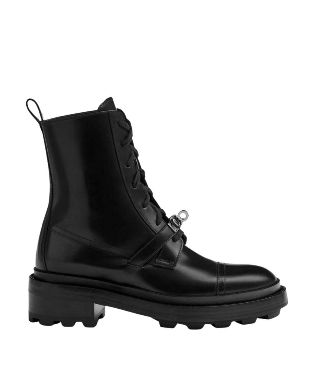 HERMES Черные кожаные ботинки, фото 1