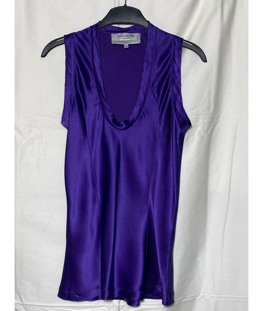 YVES SAINT LAURENT VINTAGE Фиолетовая шелковая майка, фото 6