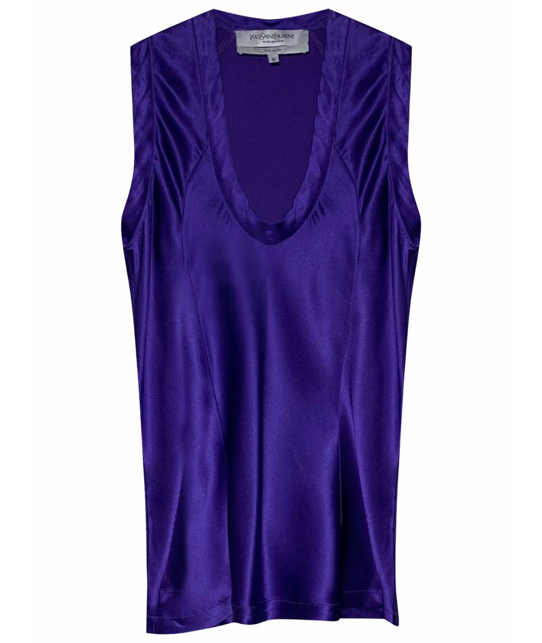 YVES SAINT LAURENT VINTAGE Фиолетовая шелковая майка, фото 1