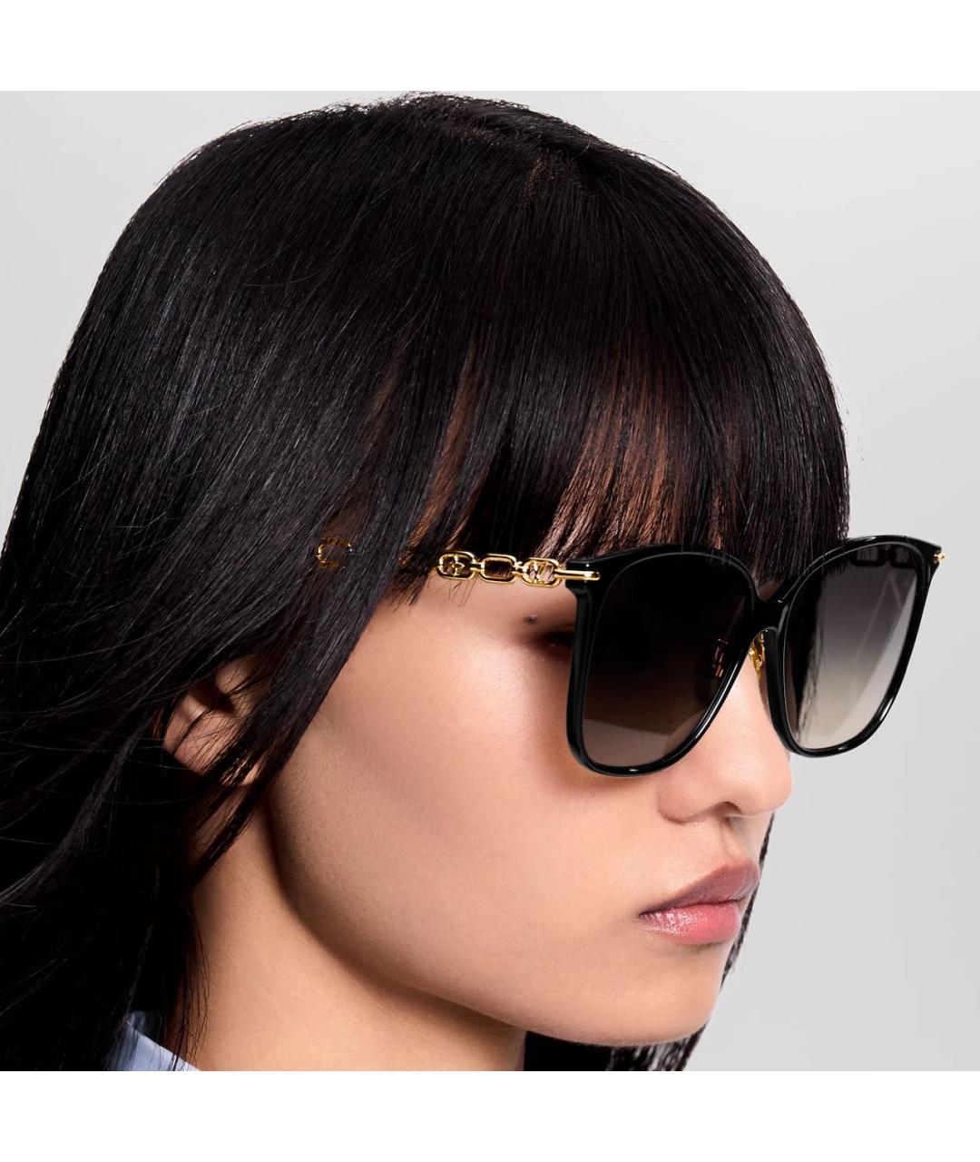 LOUIS VUITTON Черные металлические солнцезащитные очки, фото 5