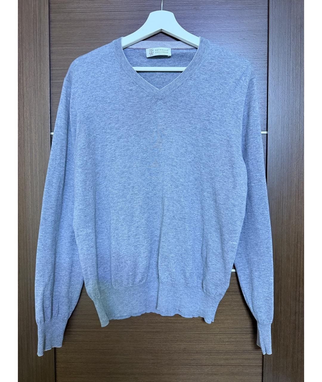 BRUNELLO CUCINELLI Серый хлопковый джемпер / свитер, фото 10