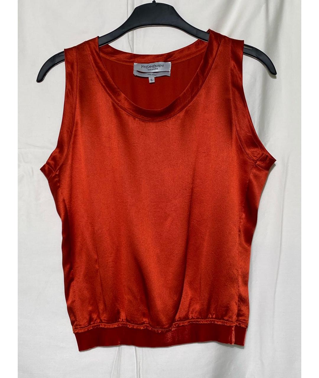 SAINT LAURENT Красная шелковая майка, фото 1