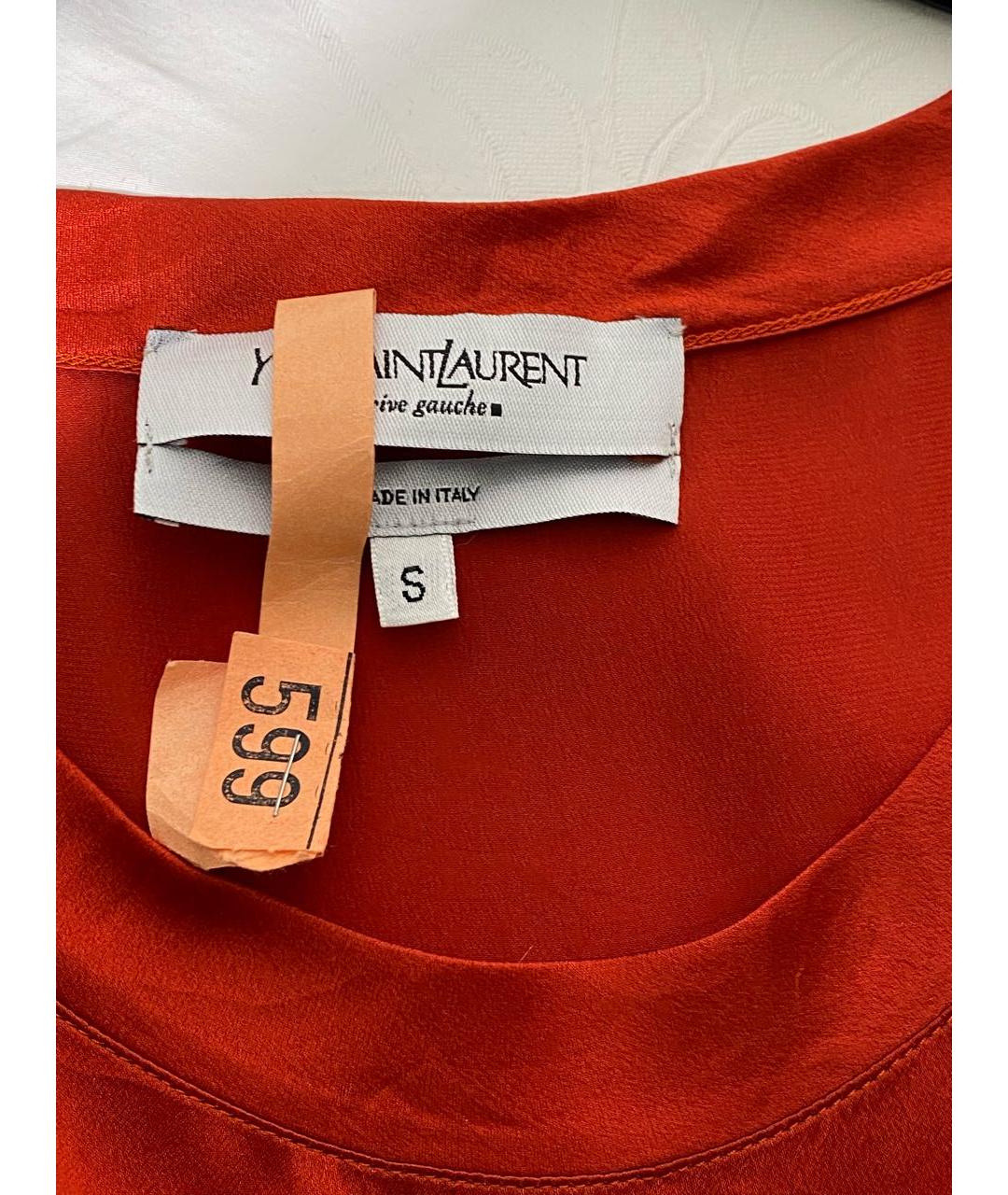 SAINT LAURENT Красная шелковая майка, фото 6