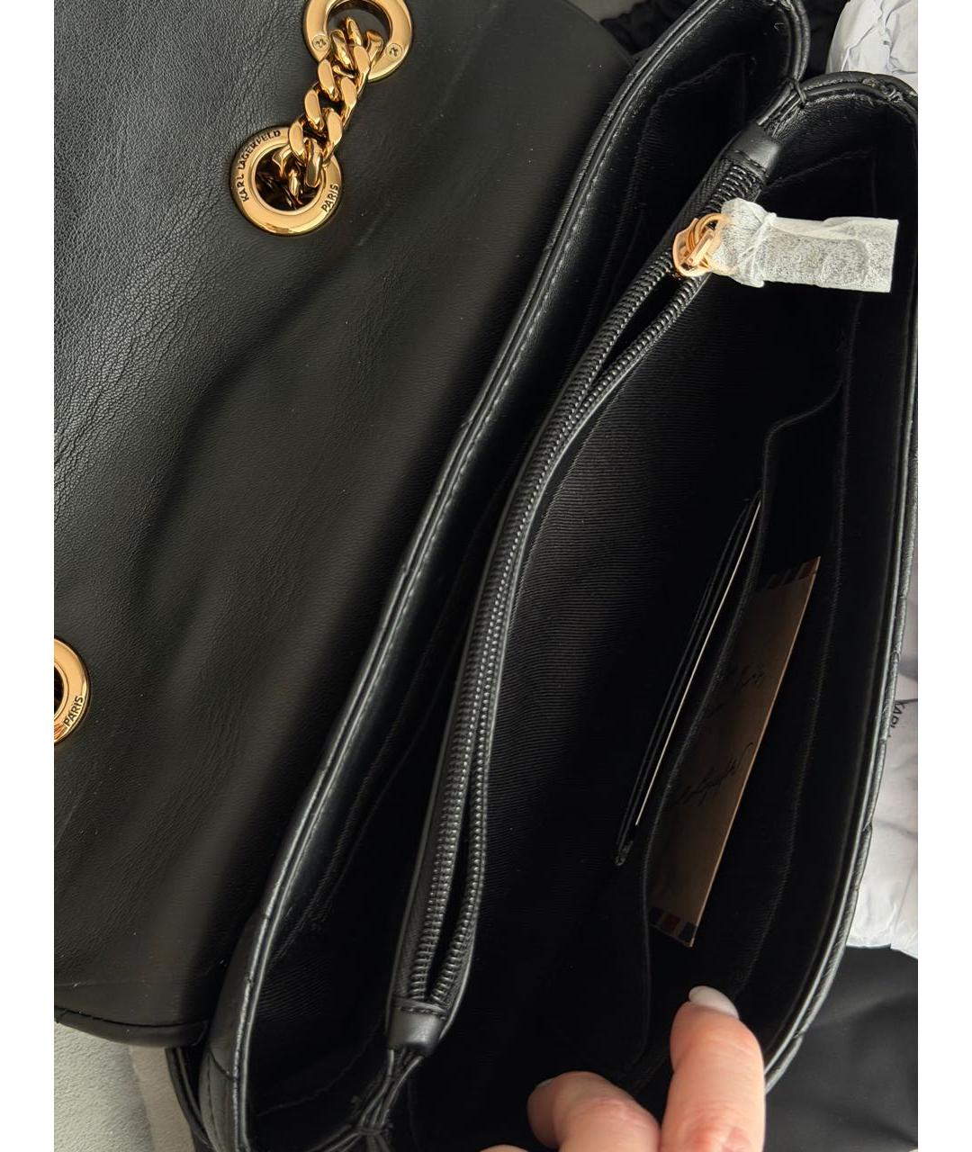 KARL LAGERFELD Черная кожаная сумка через плечо, фото 8